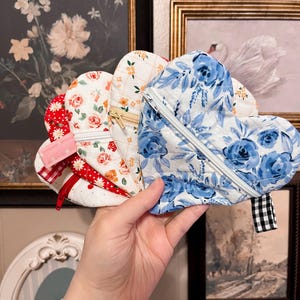 Monedero pequeño acolchado con cremallera, monedero acolchado, bonito monedero acolchado, monedero con cremallera en forma de corazón, pequeño y bonito regalo para una amiga.