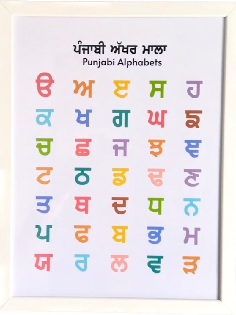 Punjabi gurmukhi Alphabets With Frame Punjabi 35 Akhari Etsy Canada