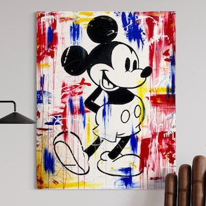 Mickey Mouse Pop Art Painting | Original Abstract Canvas | Colorful Street Art 60x48