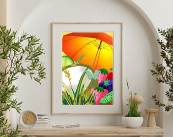 Tropical Fruit Under The Umbrella