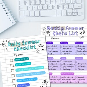 Printable Editable Summer Daily Chore Charts for Kids,Chores Checklist,Summer Printables,Summer Calendar,Summer Checklist,Summer Chore Chart