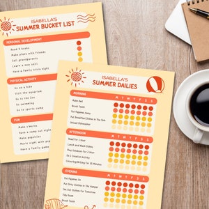 Printable Editable Summer Planner Bundle, Summer Calendar, Summer Checklist, Summer Activities, Summer Chore Chart, Printables for Kids