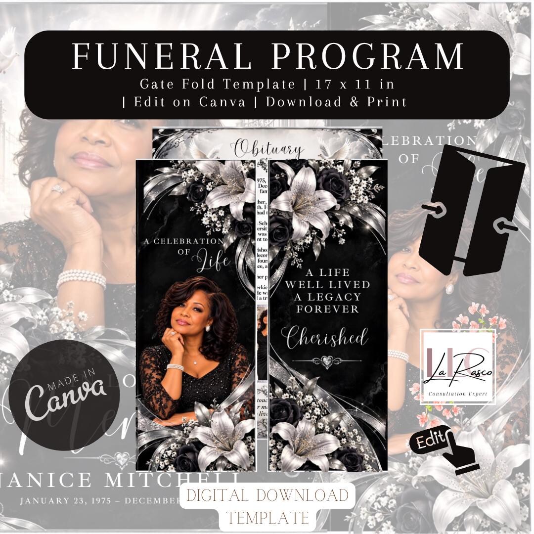 Program Order Layout Black Beauty Gate Fold Program Template | 17x11 Size - Etsy
