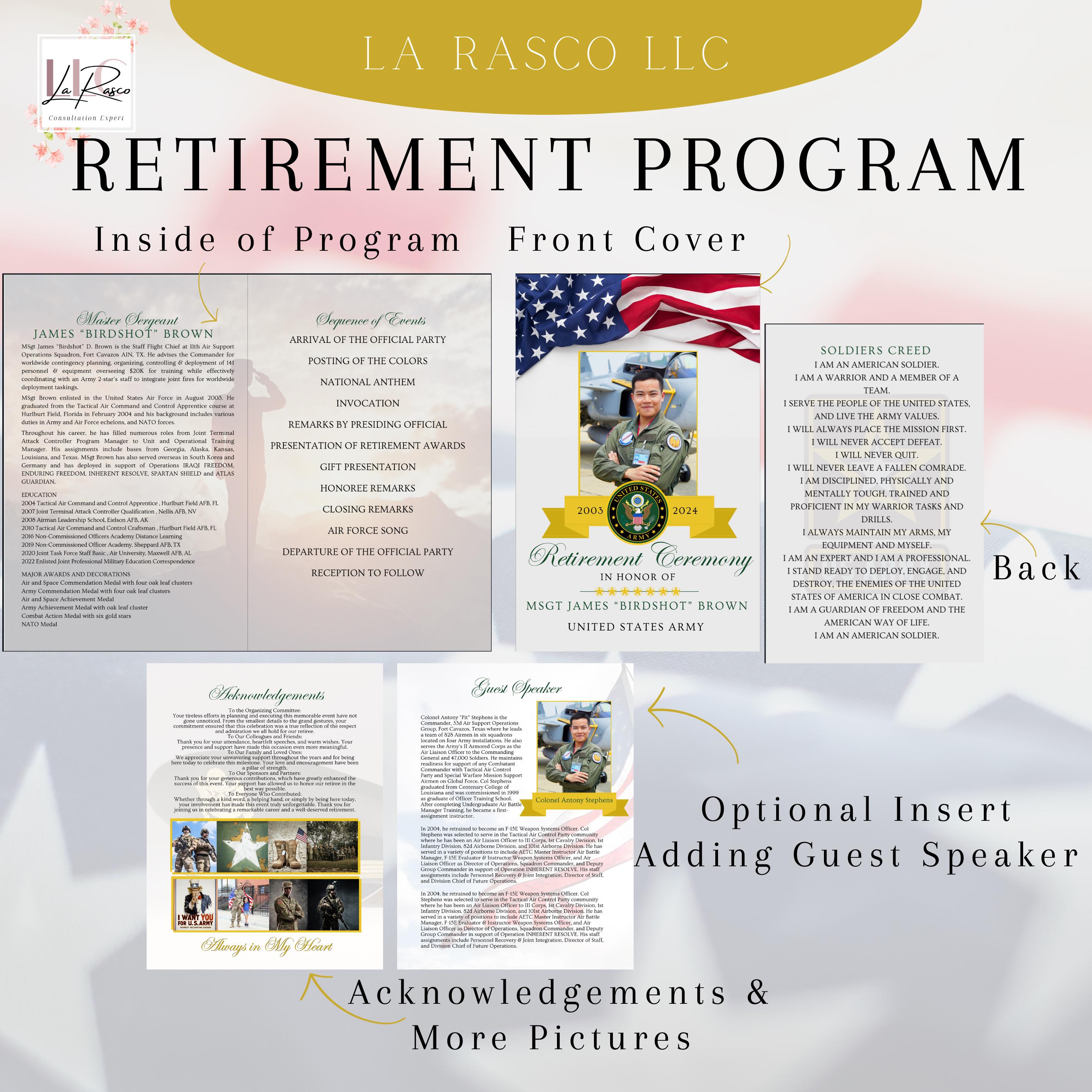 Army Retirement Program With Insert - Etsy