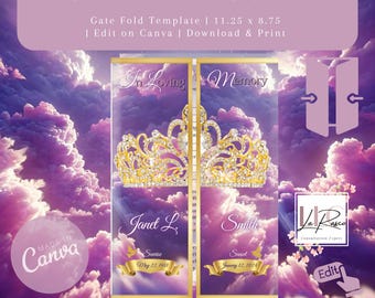 Purple Sky  Gatefold Funeral Program Template