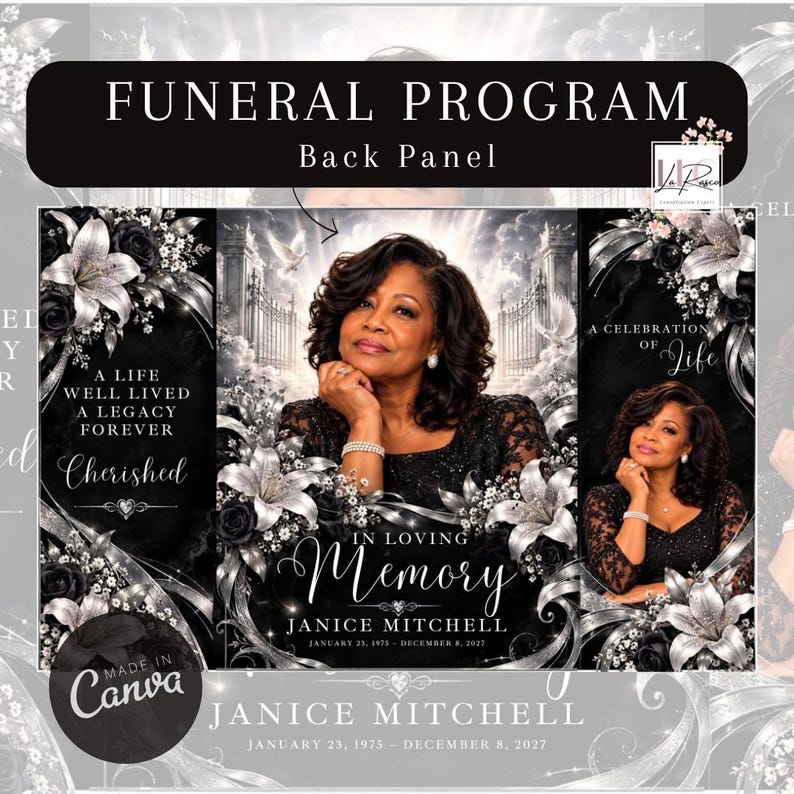 Program Order Layout Black Beauty Gate Fold Program Template | 17x11 Size - Etsy
