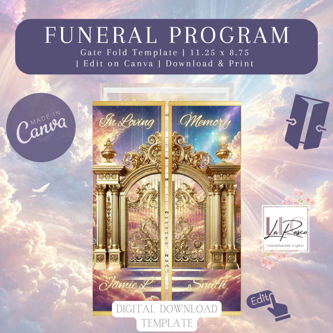 NEW! Golden Gate  Gatefold Funeral Program Template