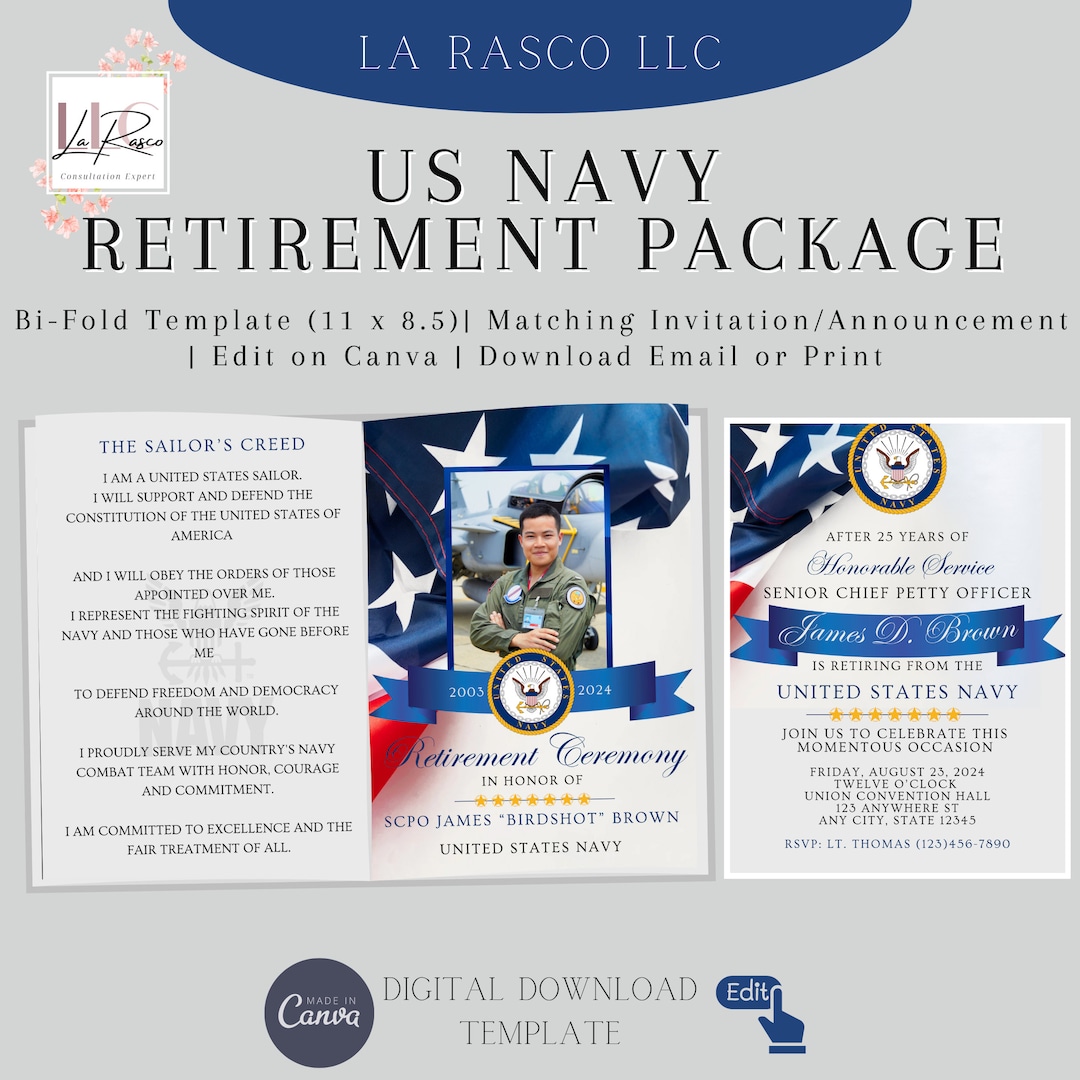 Navy Retirement Program Template Package - Etsy
