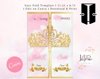 Pink Gatefold Funeral Program Template