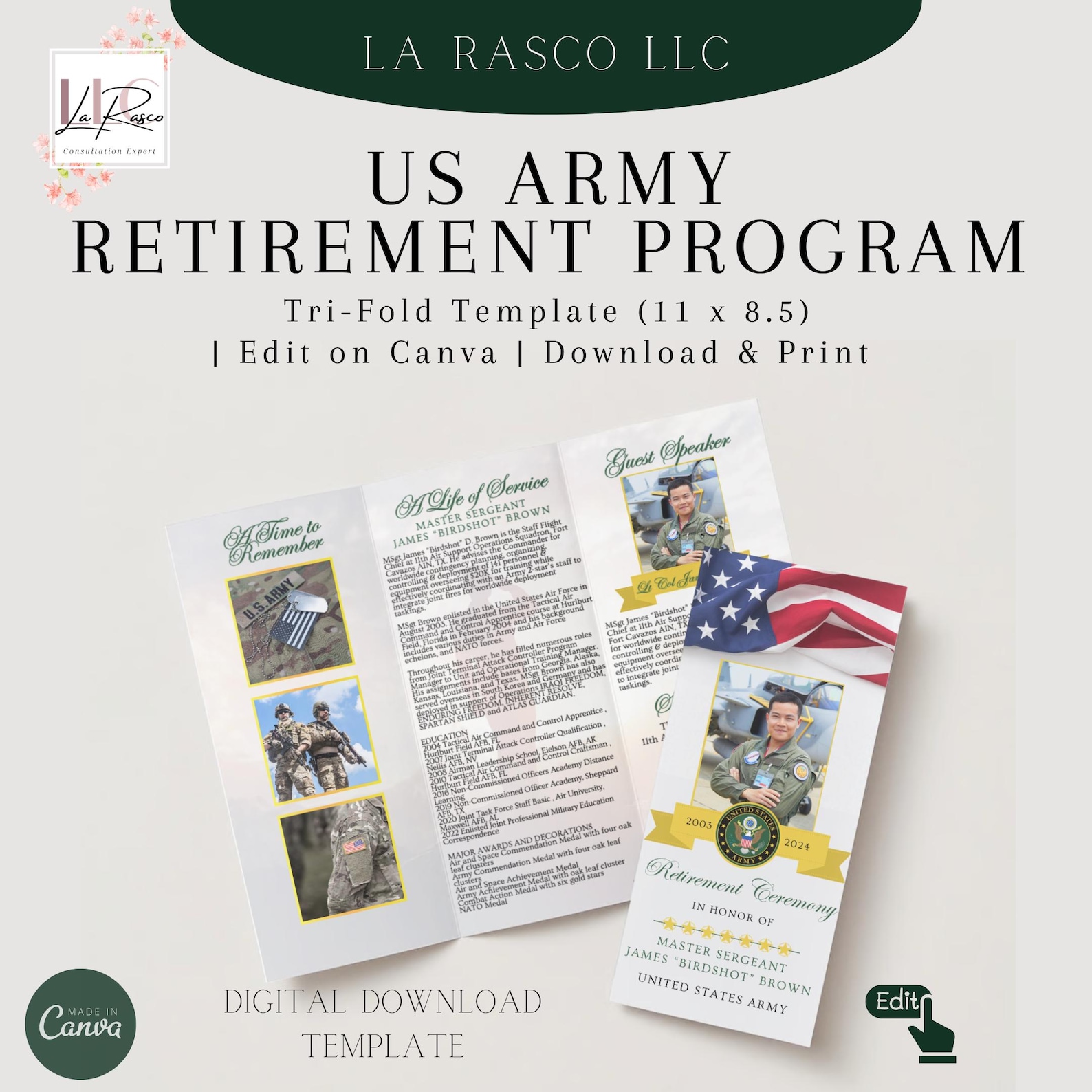 NEW!! Army Tri-fold Retirement Program Template - Etsy