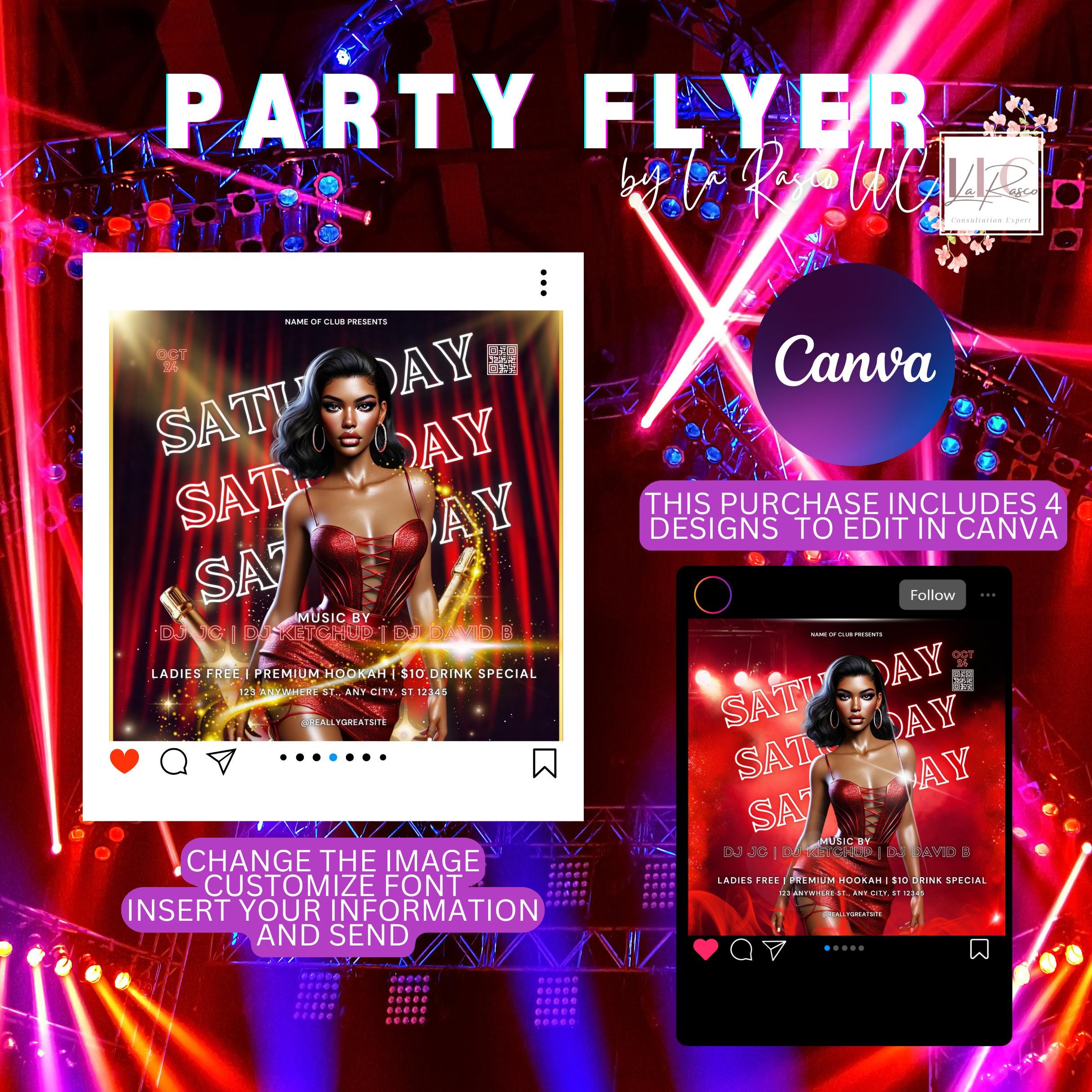 Red Club Flyer Red Saturday Party Club Flyer Template - Etsy