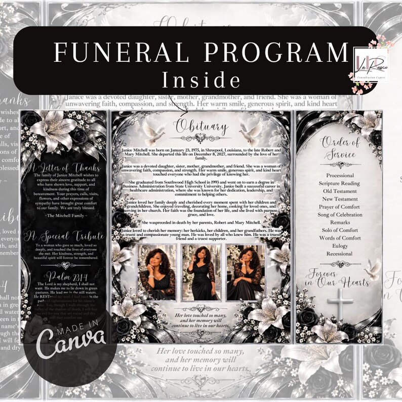 Program Order Layout Black Beauty Gate Fold Program Template | 17x11 Size - Etsy
