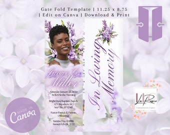 Lilac Gatefold Funeral Program Template