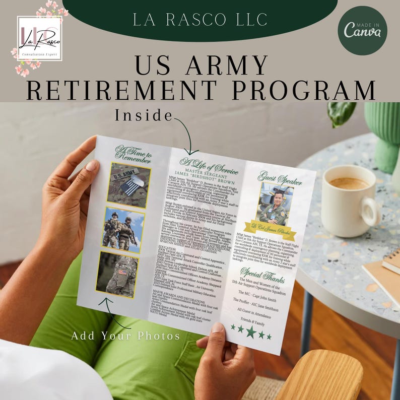 NEW!! Army Tri-fold Retirement Program Template - Etsy