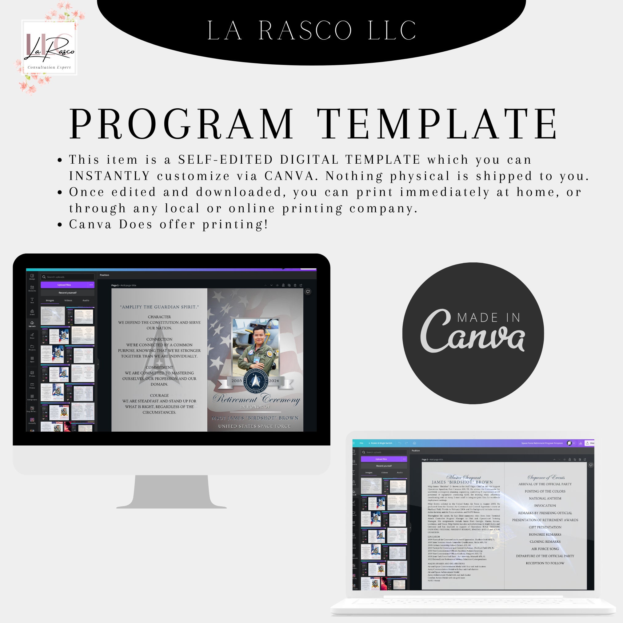 Space Force Retirement Program Template - Etsy