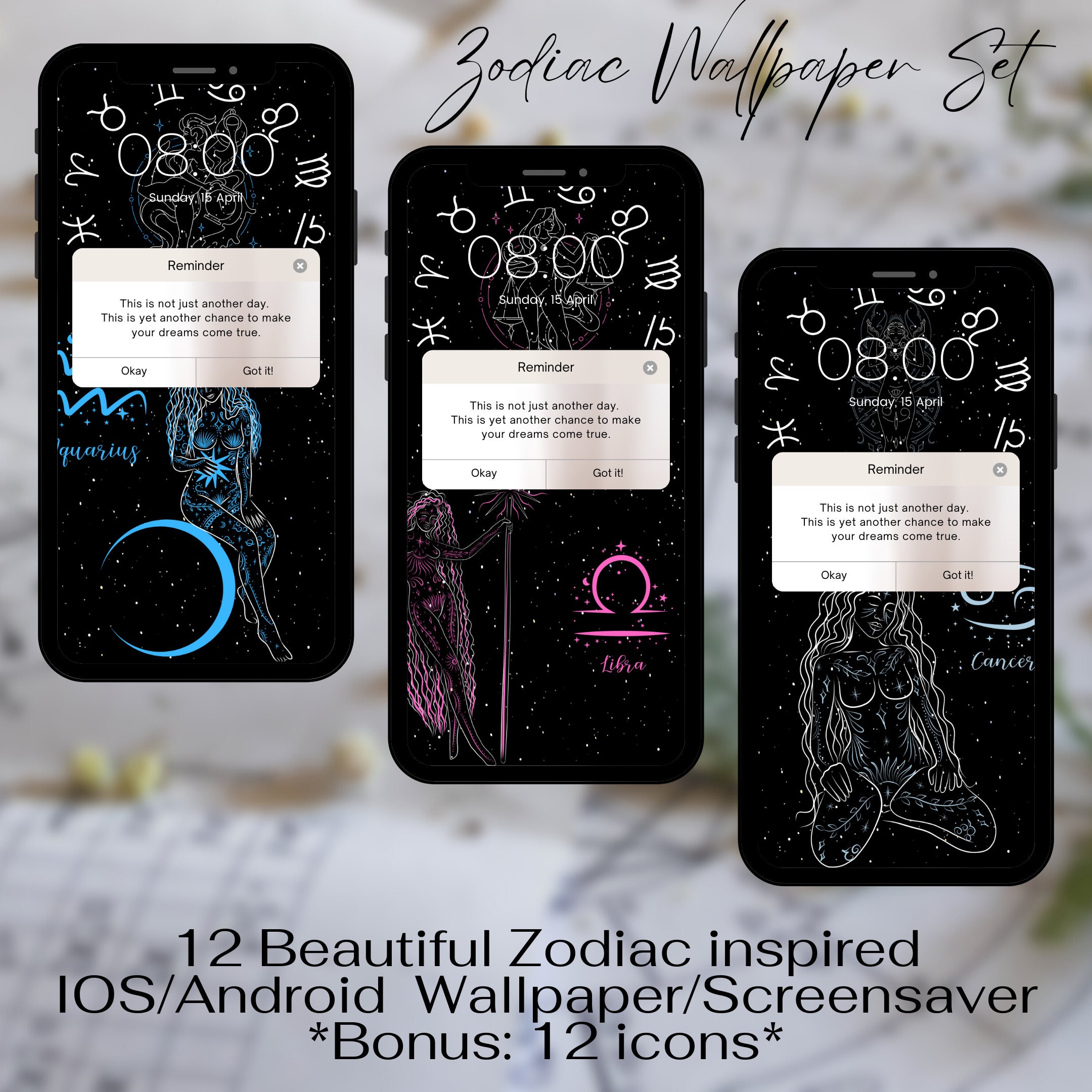 Zodiac Wallpaper Set/icons - Etsy