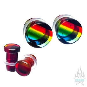 Gorilla Glass Glass Linear Plugs - Rainbow