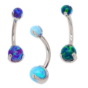 Industrial Strength Prong Opal Ball Navel Curve