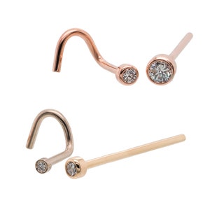 BVLA Bezel-Set Nostril Screw in Gold with DIAMOND