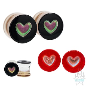 Gorilla Glass Heart Dichroic Glass Plugs