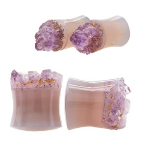 Oracle Druzy Rough Amethyst Double Flared Plugs