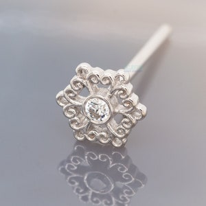 BVLA &quot;Chloe&quot; Nostril Screw in Gold with White CZ