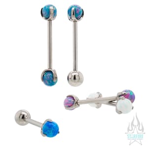 Industrial Strength Opal Ball in Prong&#39;s Tongue Barbell