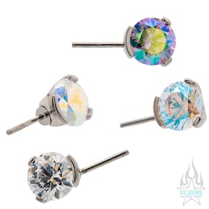 Industrial Strength threadless: Prong-Set Side-Set Faceted Gem End