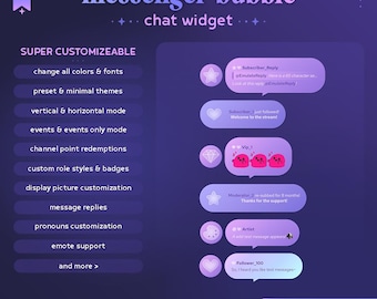 Messenger Bubble Chat Widget - Twitch - Fully Customizable - Events - Vertical & Horizontal Mode - StreamElements - OBS/Streamlabs Desktop