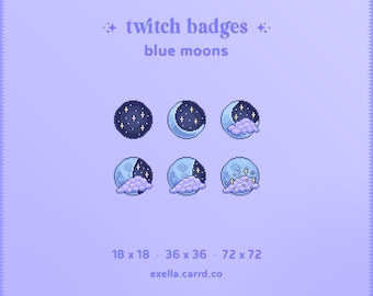 Blue Moon Pixel Art Twitch Sub/Bit Badges