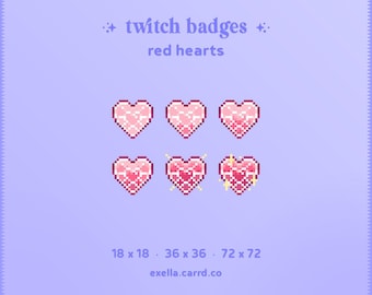 Red Heart Pixel Art Twitch Sub/Bit Badges