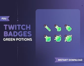 Grön trolldryck Pixel Art Twitch Sub/Bit-märken