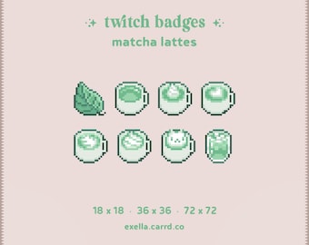 Matcha Latte Pixel Art Twitch Sub/Bit Badges