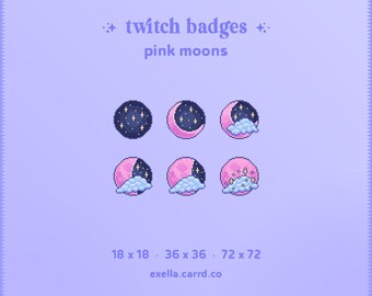 Pink Moon Pixel Art Twitch Sub/Bit Badges