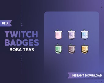 Boba Tea Pixel Art Twitch Sub/Bit Badges
