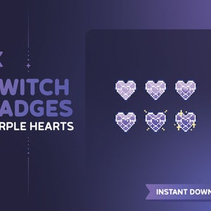 Purple Heart Container Badges Pixel Art Twitch Sub Badges/Bit Badges