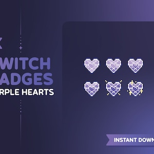 Odznaki pojemników Purple Heart Pixel Art Odznaki Twitch Sub/Odznaki Bit