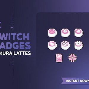 Sakura Latte Pixel Art Twitch Sub Badges/Bit Badges