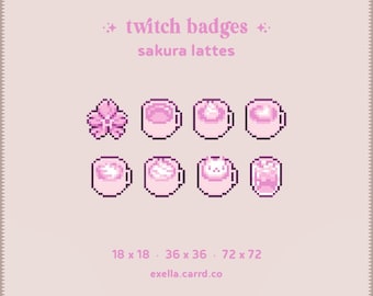 Sakura Latte Pixel Art Twitch Sub/Bit Badges