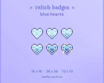 Blue Heart Pixel Art Twitch Sub/Bit Badges