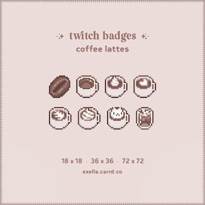 Coffee Latte Pixel Art Twitch Sub/Bit Badges