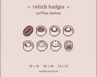 Coffee Latte Pixel Art Twitch Sub/Bit Badges
