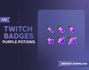 Lila Potion-märken Pixel Art Twitch Sub-märken/Bit-märken