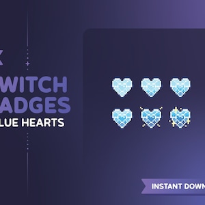 Odznaki pojemników Blue Heart Pixel Art Odznaki Twitch Sub/Odznaki Bit