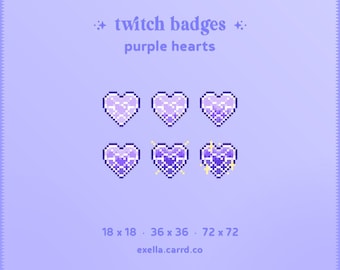 Purple Heart Pixel Art Twitch Sub/Bit Badges