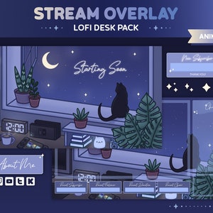 Lofi Desk Animated Customizable Stream Overlay Pack