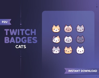 Cat Pixel Art Twitch Sub Badges/Bit Badges