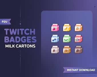 Milk Carton Pixel Art Twitch Sub Badges/Bit Badges