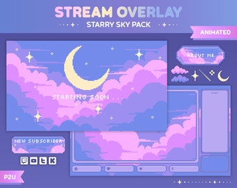 Starry Sky Animated Customizable Stream Overlay Pack