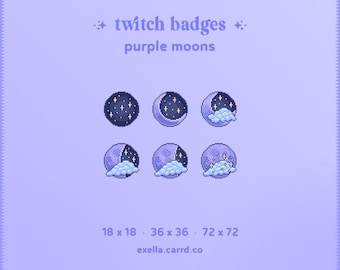 Purple Moon Pixel Art Twitch Sub/Bit Badges